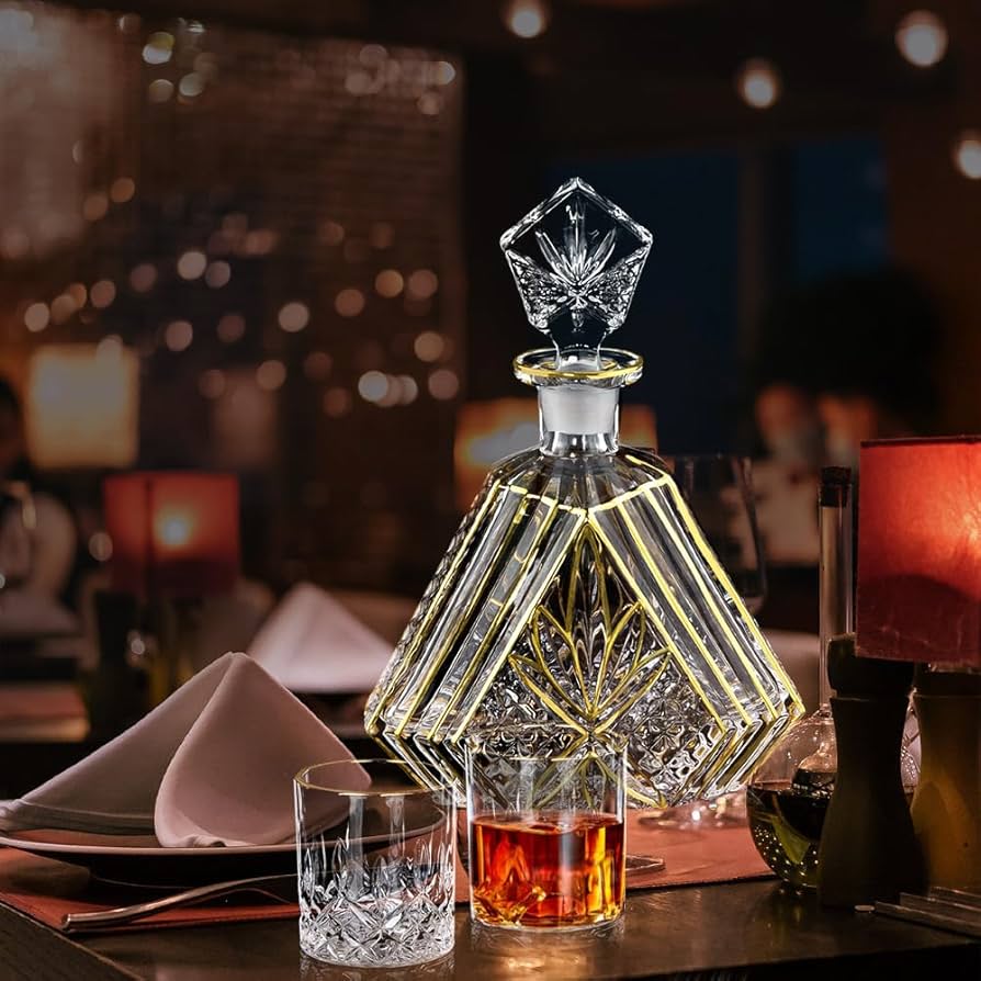 Amazon.com | Hand-painted Gold Decanter Set for Men